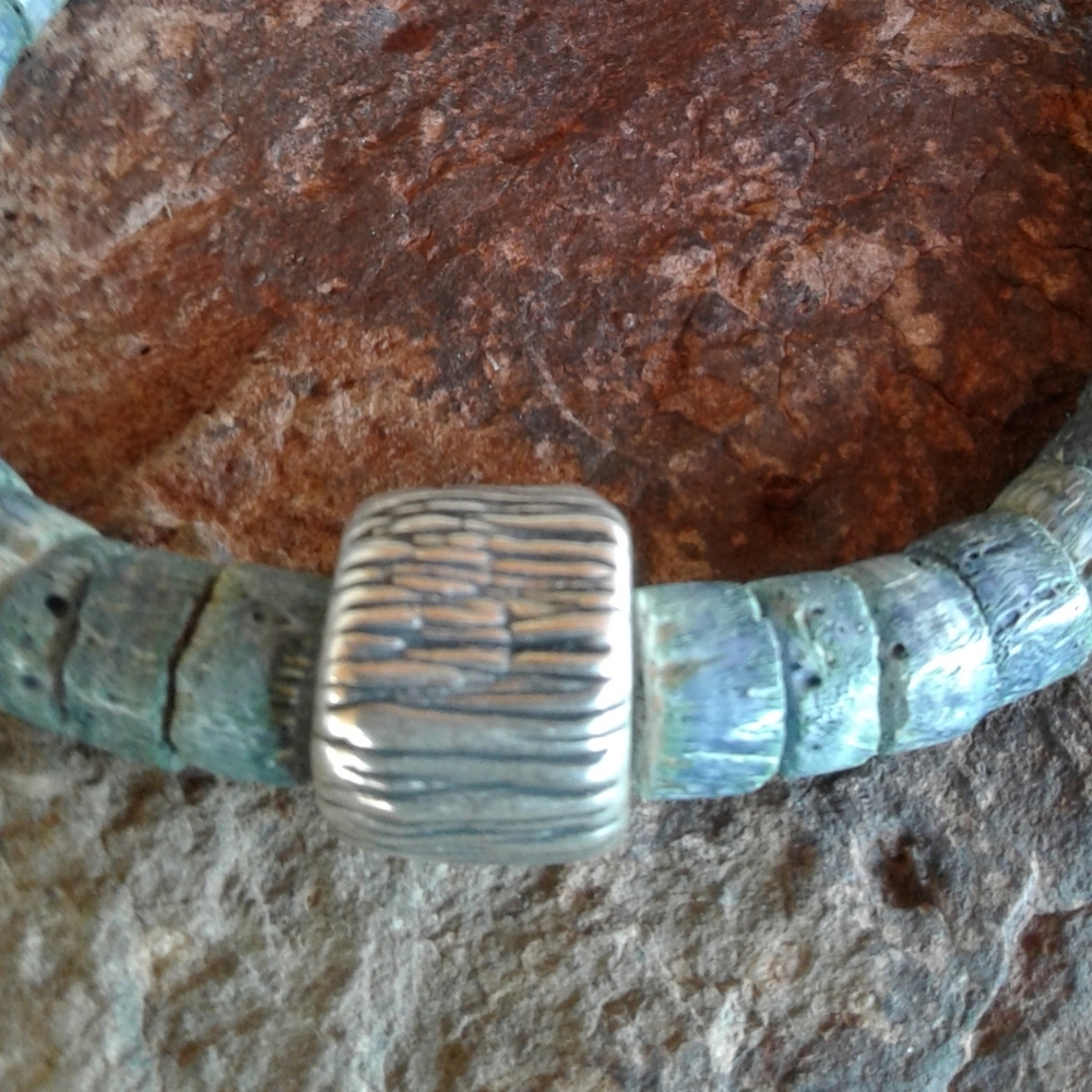Sterling Silver Vintage blue coral NECKLACE - Picture 6 of 9